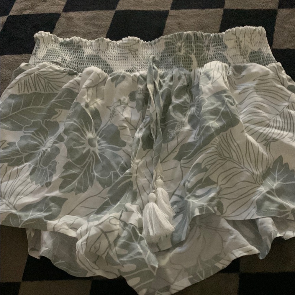 Floral Print Shorts with Tassel Tie